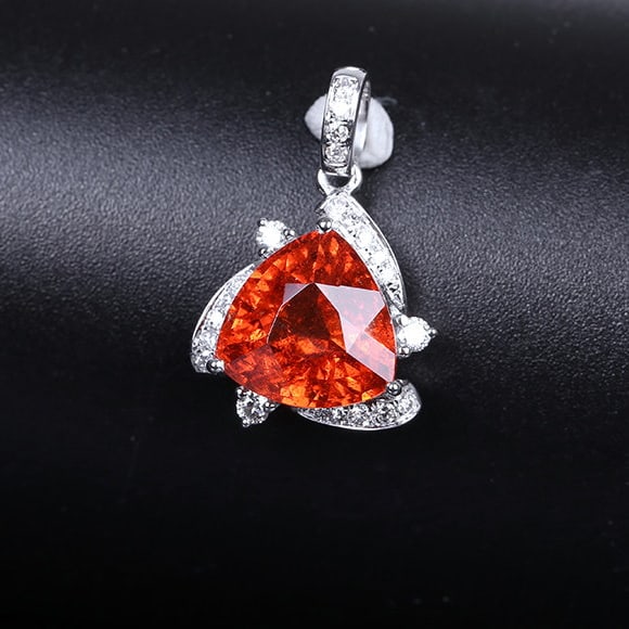 14k Gold 3.25 Ctw Natural Spessartine & Diamond Pendant( Without Chain ) - 5