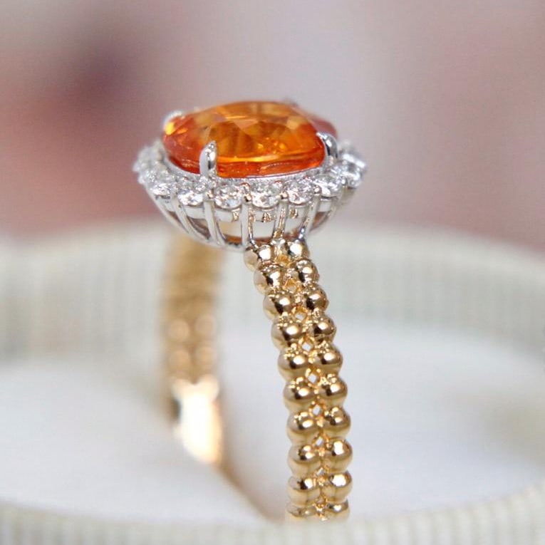 14k Gold 3.07 Ctw Natural Spessartine & Diamond Ring - 3