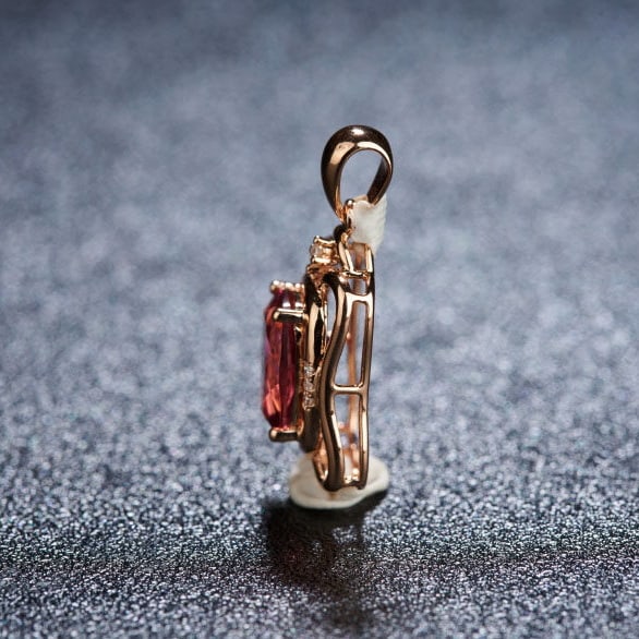 14k Gold 1.33 Ct Natural Tourmaline & Diamond Pendant( Without Chain ) - 4