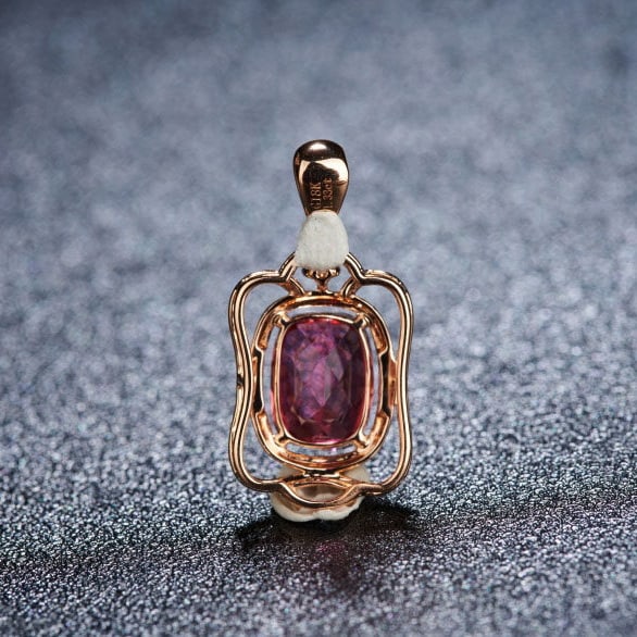 14k Gold 1.33 Ct Natural Tourmaline & Diamond Pendant( Without Chain ) - 5