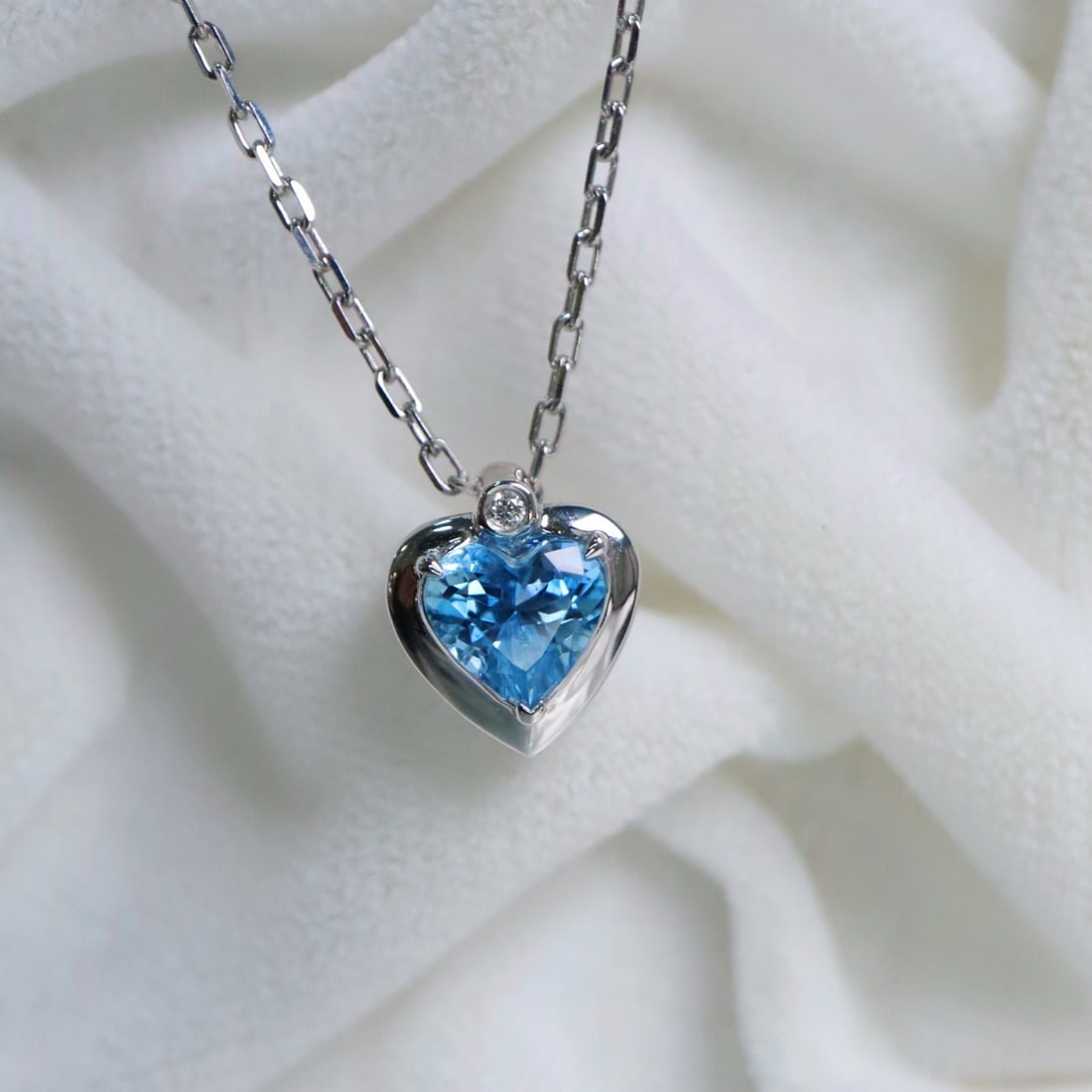 14k Gold 0.82 Ct Natural Aquamarine & Diamond Pendant( Without Chain ) - 2