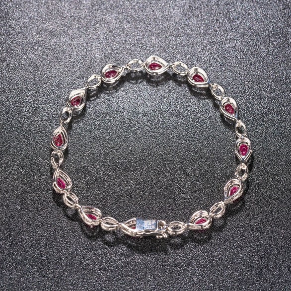 14k Gold 3.78 Ctw Natural Ruby & Diamond Bracelet - 5