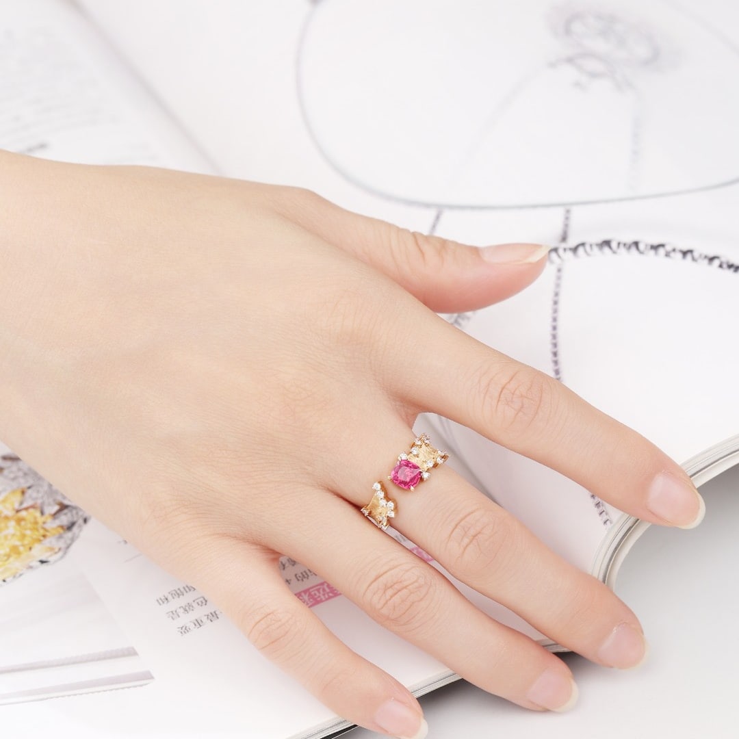 14k Gold 1.03 Ct Natural Spinel & Diamond Ring - 4