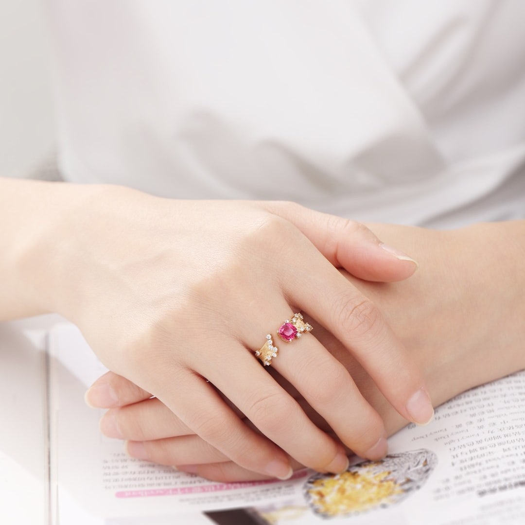 14k Gold 1.03 Ct Natural Spinel & Diamond Ring - 5