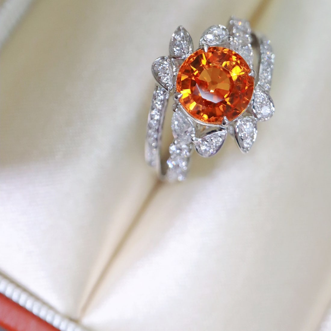 14k Gold 2.88 Ctw Natural Spessartine & Diamond Ring - 3