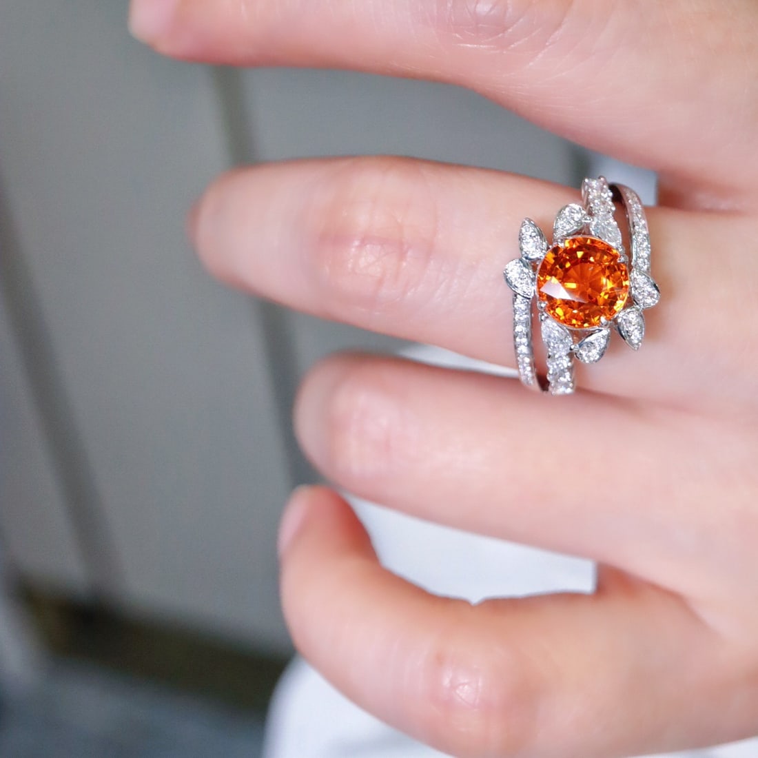 14k Gold 2.88 Ctw Natural Spessartine & Diamond Ring - 5