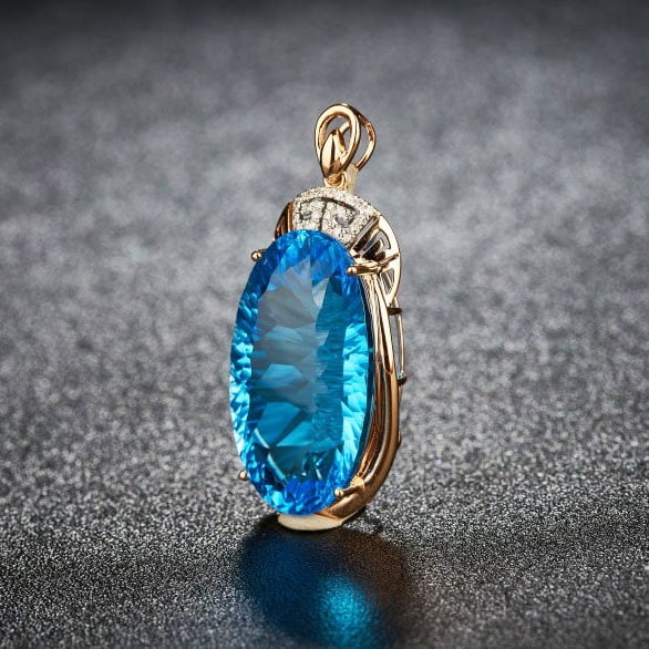 14k Gold 25.46 Ct Natural Topaz & Diamond Pendant( Without Chain ) - 3