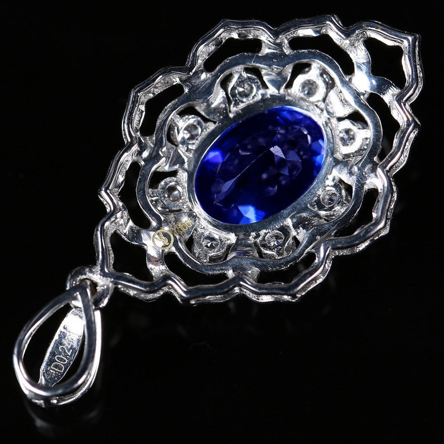 14k Gold 2.79 Ctw Natural Tanzanite & Diamond Pendant( Without Chain ) - 4