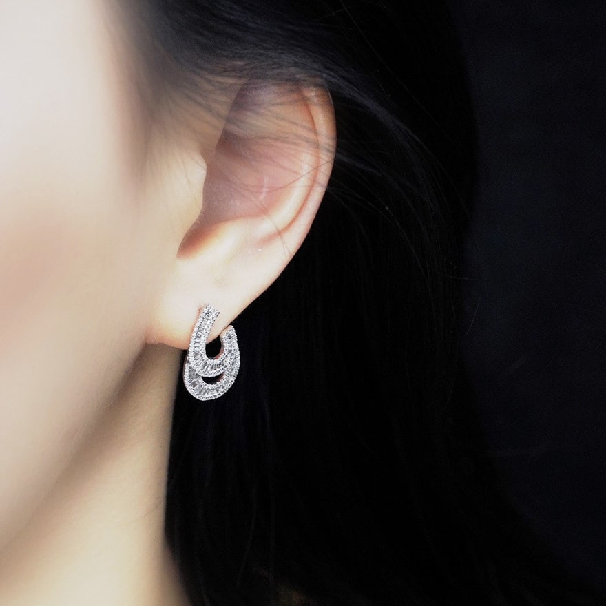 14k Gold 0.8 Ct Natural H Diamond Earrings - 5