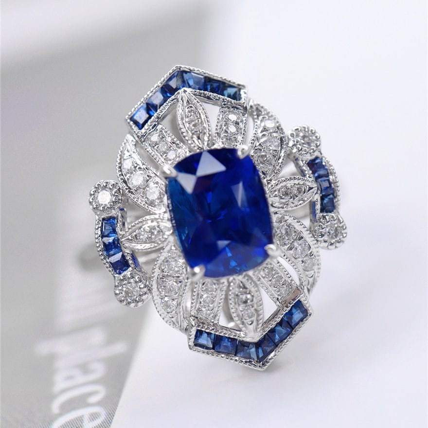 14k Gold 1.91 Ctw Natural Sapphire & Diamond Ring/pendant( Without Chain ) - 2