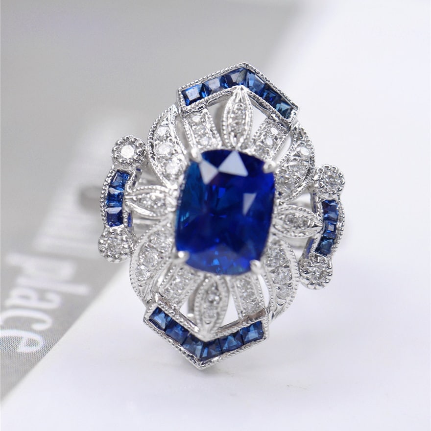 14k Gold 1.91 Ctw Natural Sapphire & Diamond Ring/pendant( Without Chain ) - 3