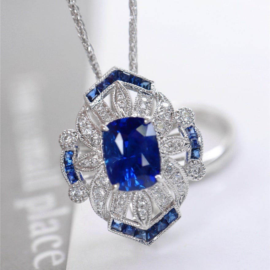 14k Gold 1.91 Ctw Natural Sapphire & Diamond Ring/pendant( Without Chain ) - 4