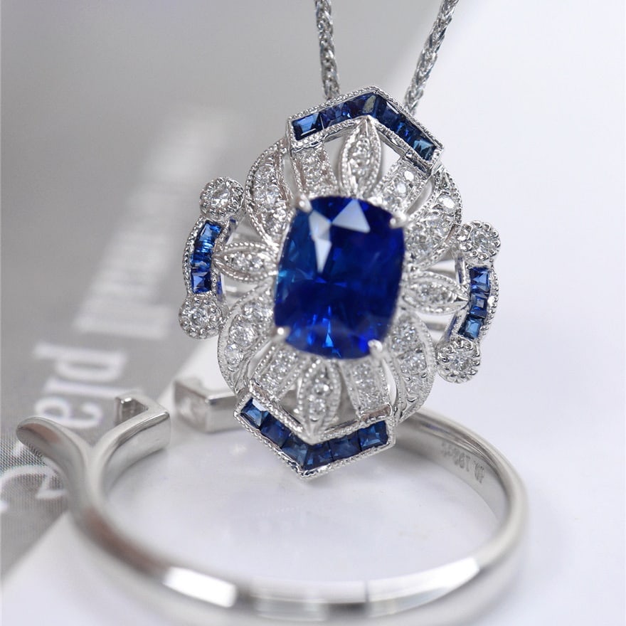 14k Gold 1.91 Ctw Natural Sapphire & Diamond Ring/pendant( Without Chain ) - 5