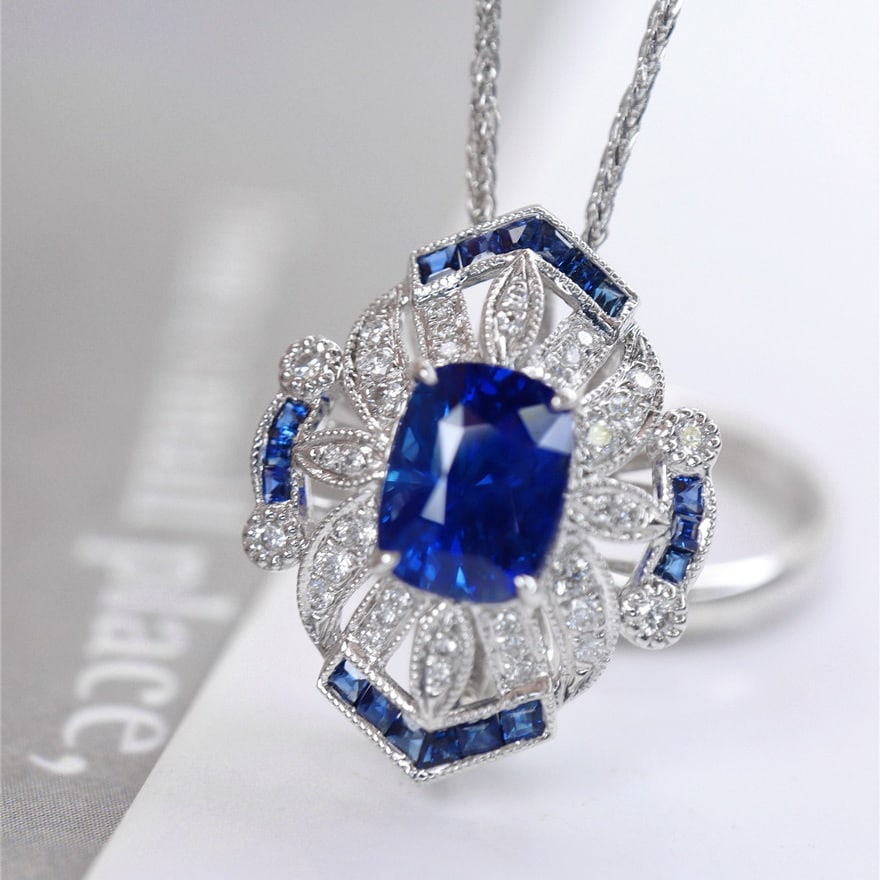 14k Gold 1.91 Ctw Natural Sapphire & Diamond Ring/pendant( Without Chain ) - 6