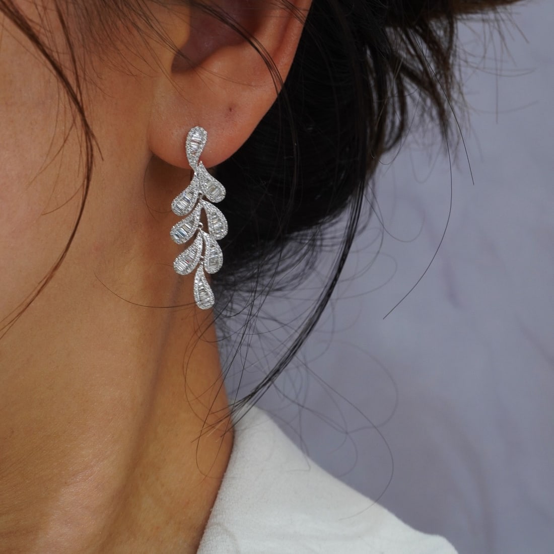 14k Gold 1.42 Ct Natural H Diamond Earrings - 6