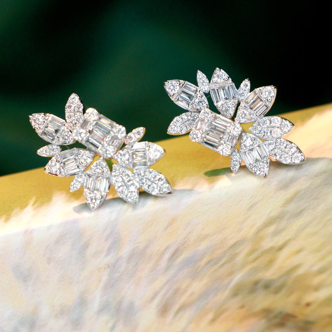 14k Gold 1.2 Ct Natural H Diamond Earrings - 2