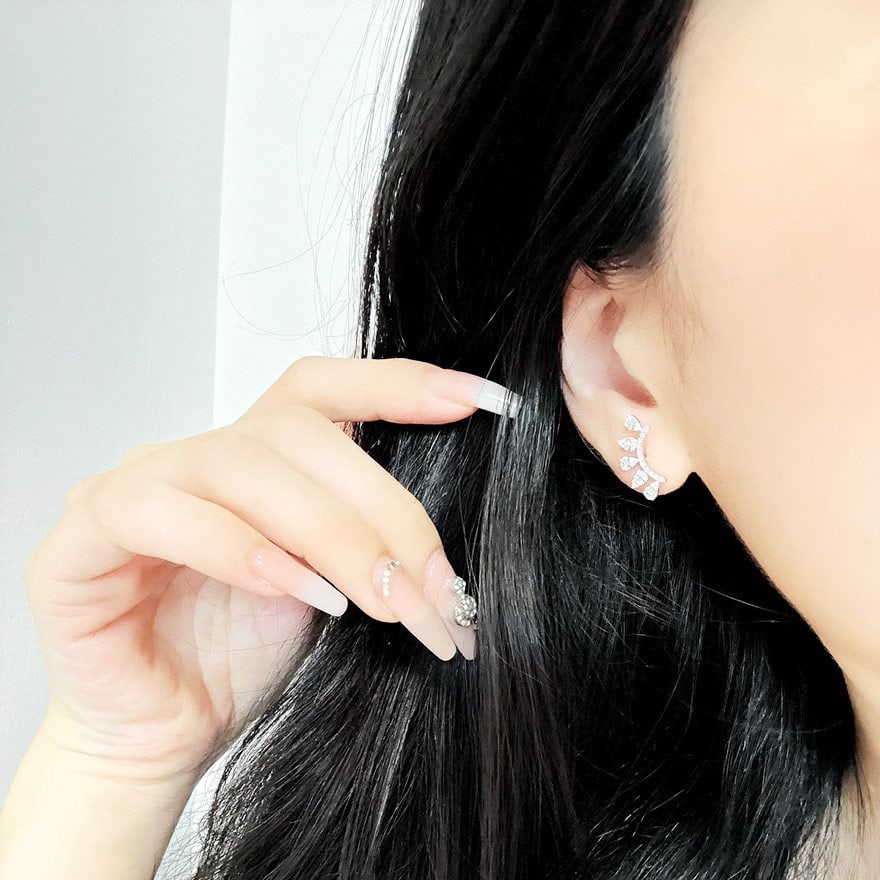 14k Gold 0.40 Ct Natural H Diamond Earrings - 3