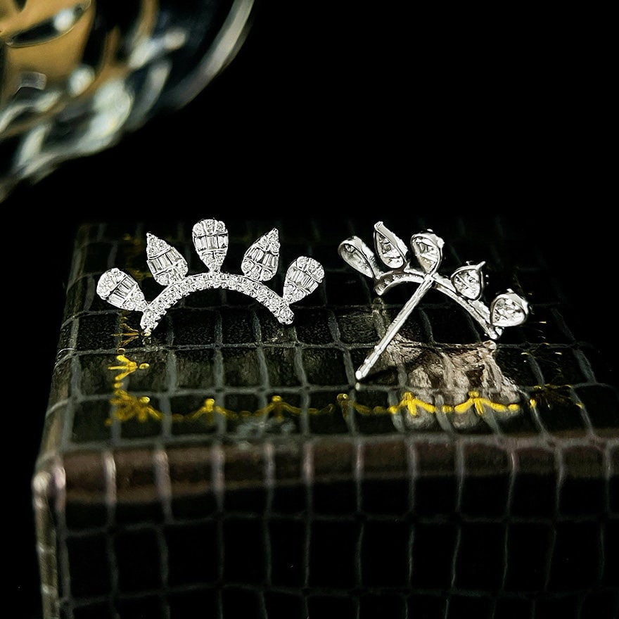 14k Gold 0.40 Ct Natural H Diamond Earrings - 5