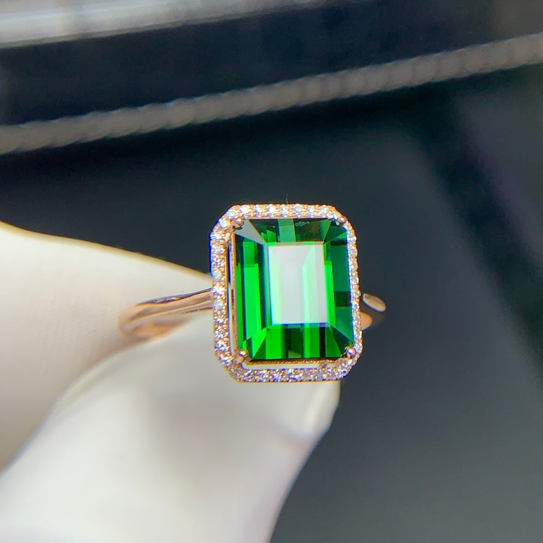 14k Gold 3.5 Ct Natural Tourmaline & Diamond Ring - 4