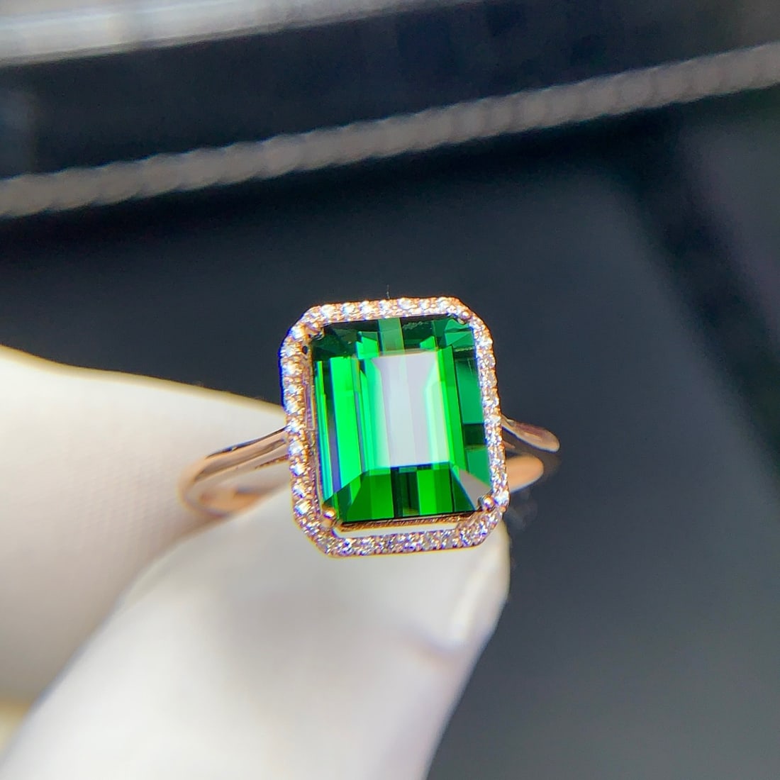 14k Gold 3.5 Ct Natural Tourmaline & Diamond Ring - 6