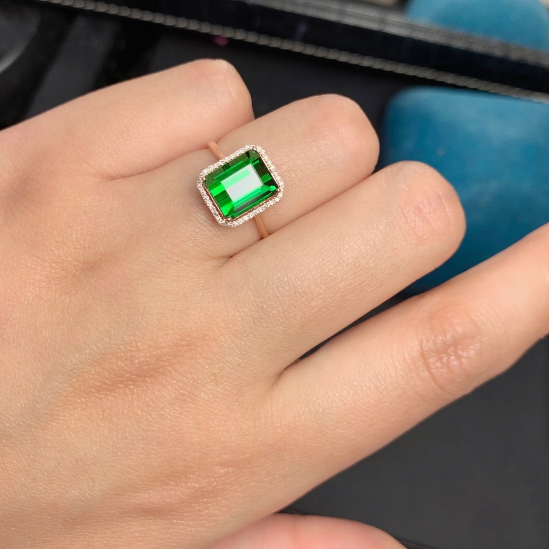 14k Gold 3.5 Ct Natural Tourmaline & Diamond Ring - 9