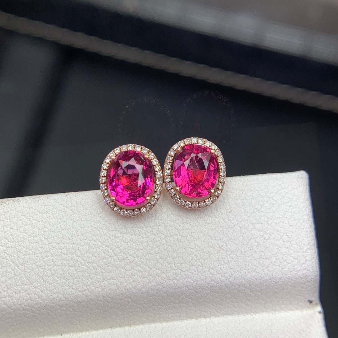 14k Gold 1.75 Ct Natural Tourmaline & Diamond Earrings - 2