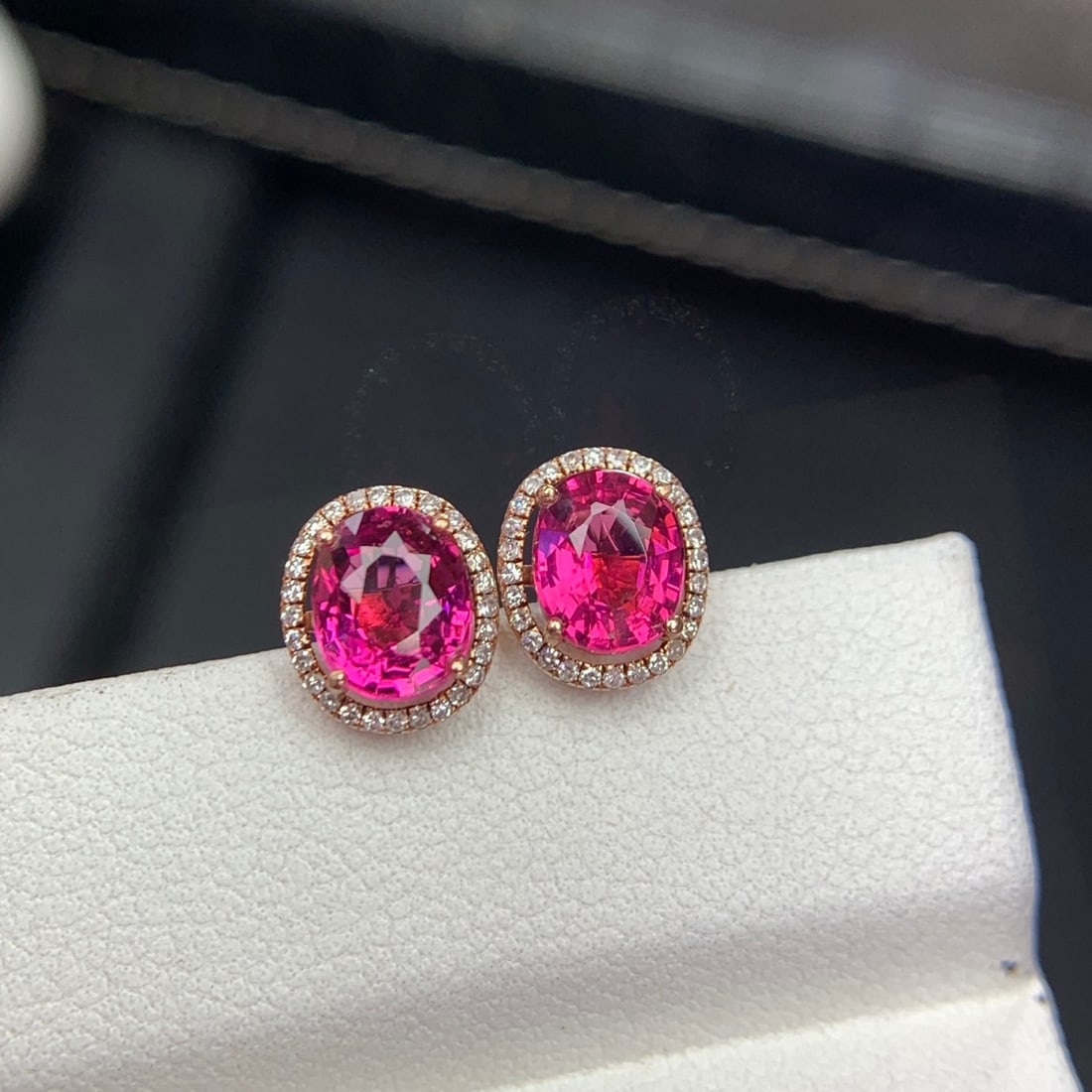 14k Gold 1.75 Ct Natural Tourmaline & Diamond Earrings - 4