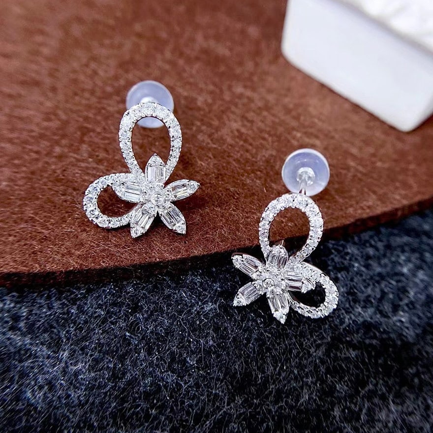 14k Gold 0.5 Ct Natural H Diamond Earrings - 2