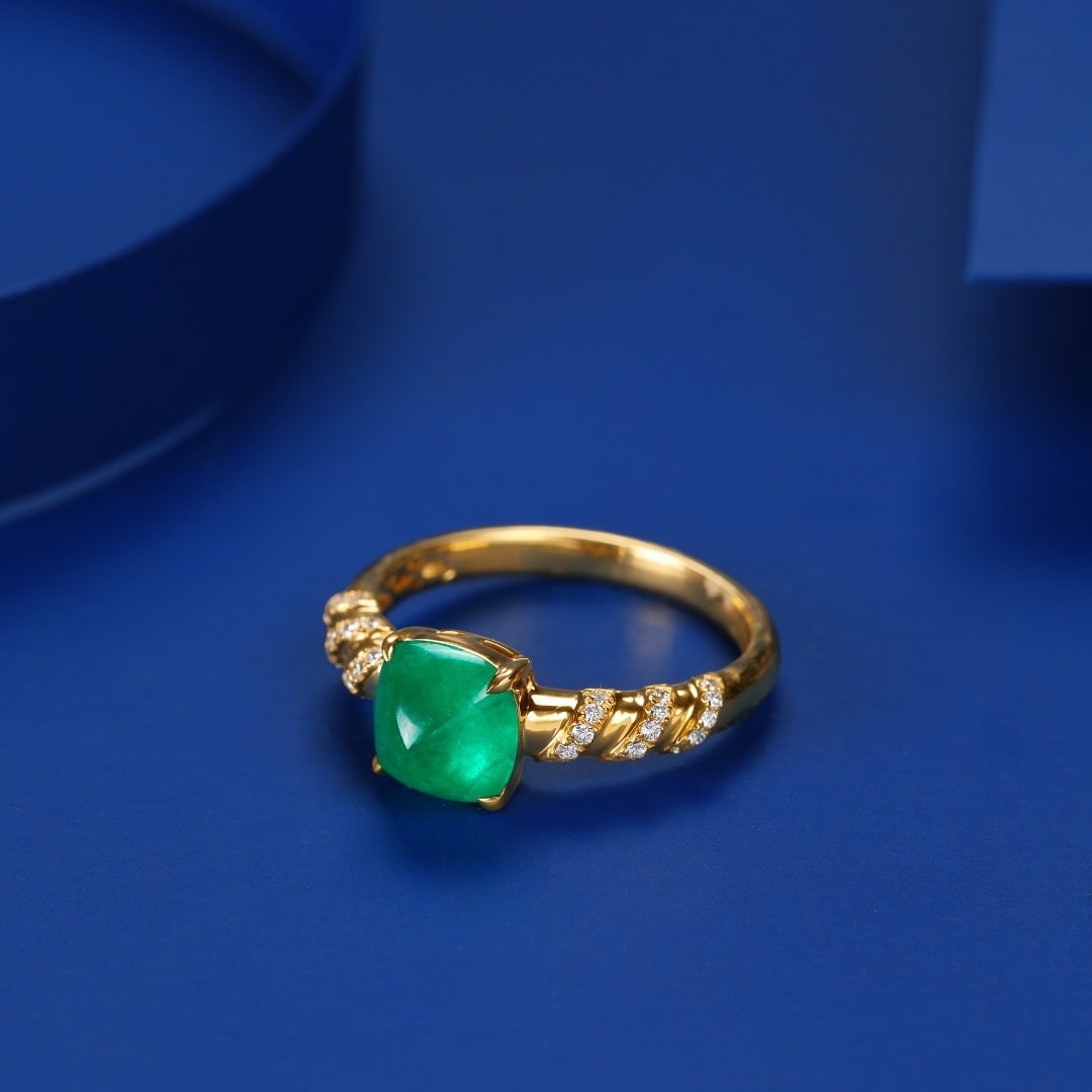 14k Gold 1.69 Ctw Vivid Green Natural Emerald & Diamond Ring - 2