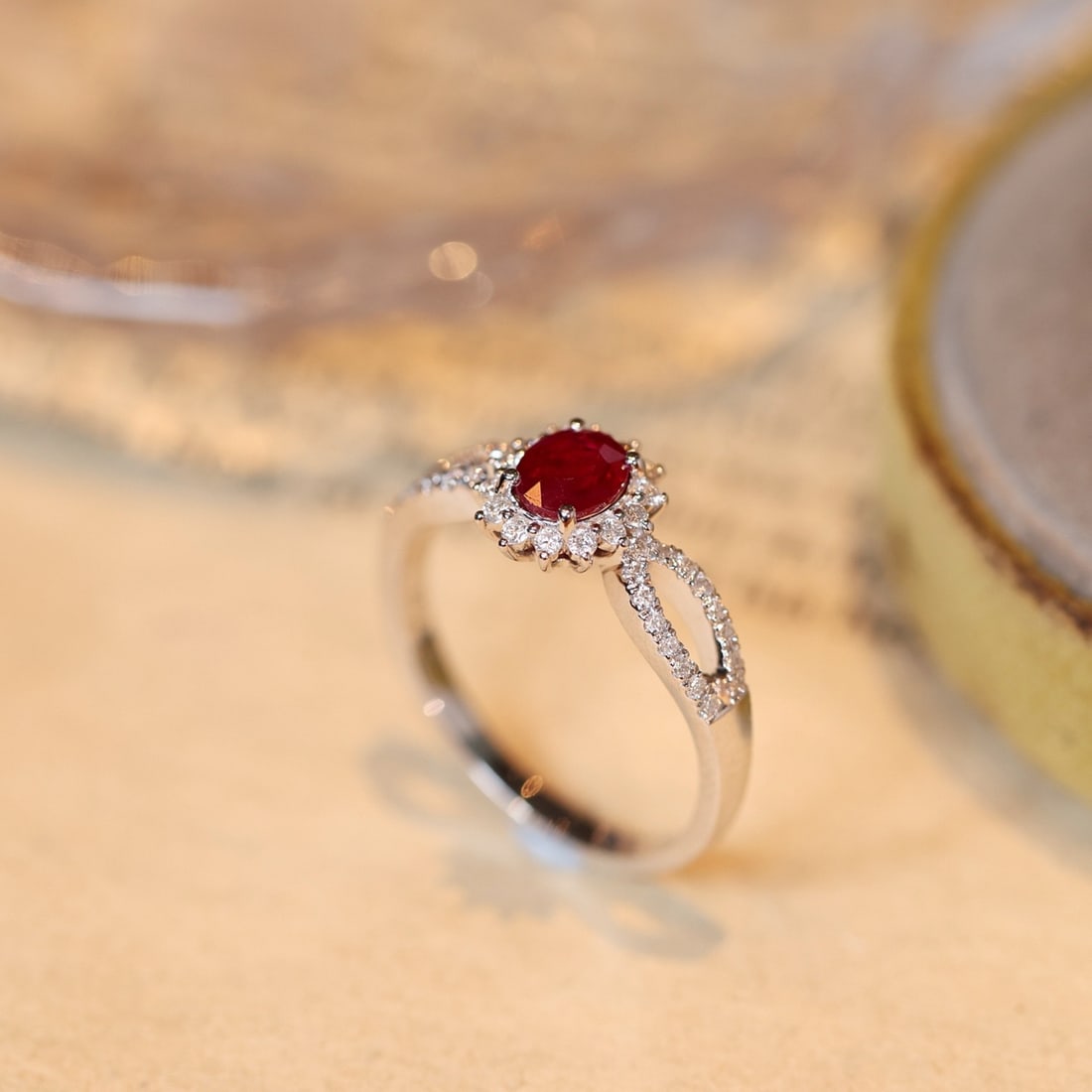 14k Gold 0.89 Ctw Natural Ruby & Diamond Ring - 5