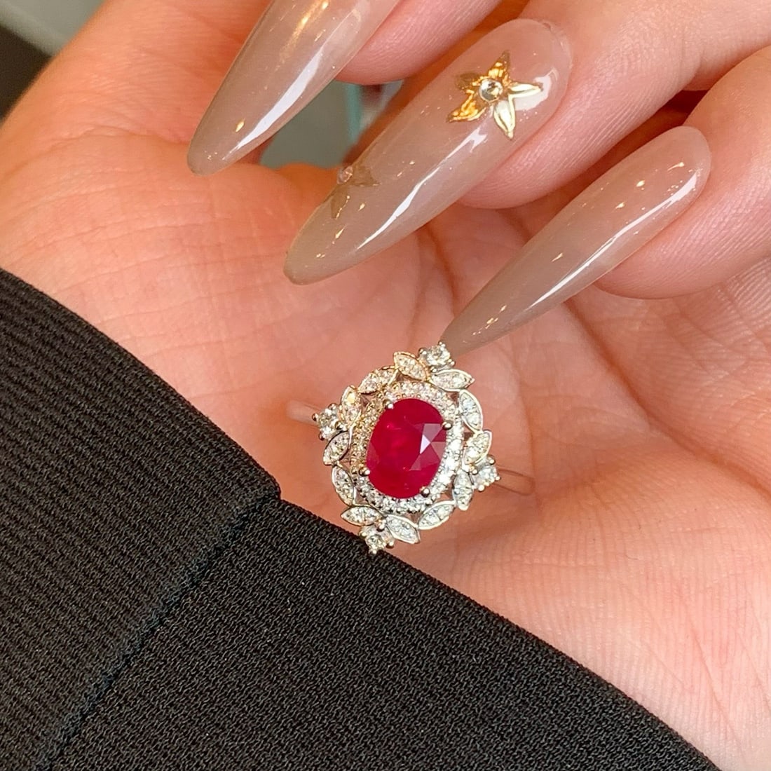 14k Gold 1.35 Ctw Natural Ruby & Diamond Ring - 7