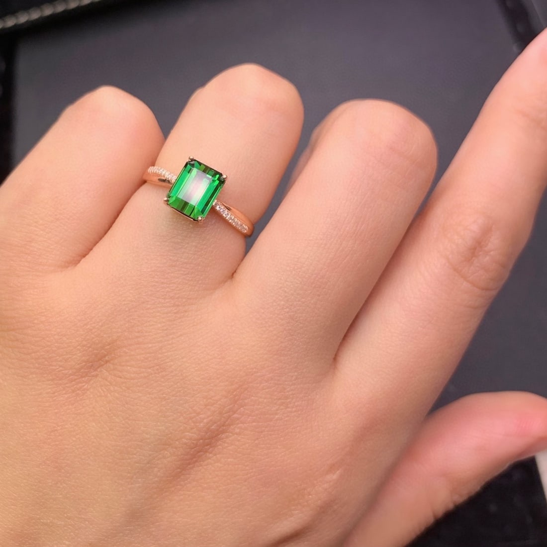 14k Gold 2.07 Ct Natural Tourmaline & Diamond Ring - 8