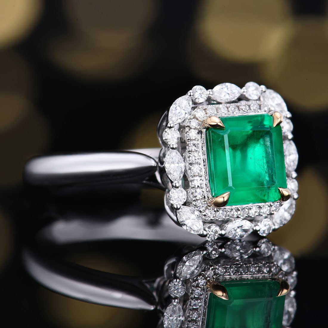 14k Gold 1.69 Ctw Vivid Green Natural Emerald & Diamond Ring/pendant( Without Chain ) - 2