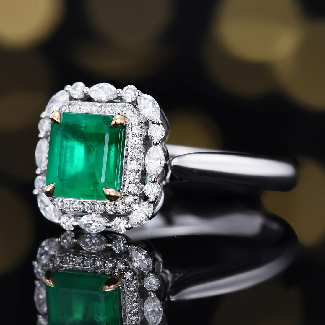 14k Gold 1.69 Ctw Vivid Green Natural Emerald & Diamond Ring/pendant( Without Chain ) - 3