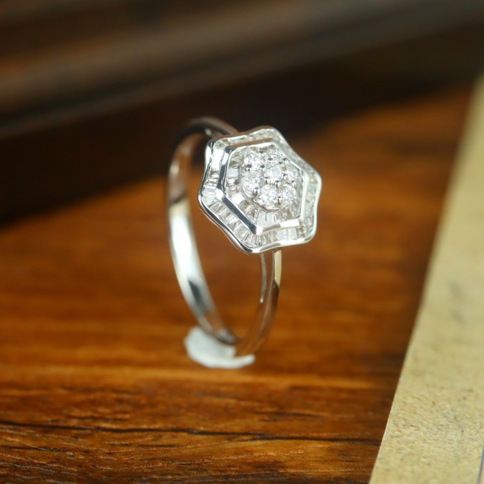 14k Gold 0.5 Ct Natural H Diamond Ring - 3