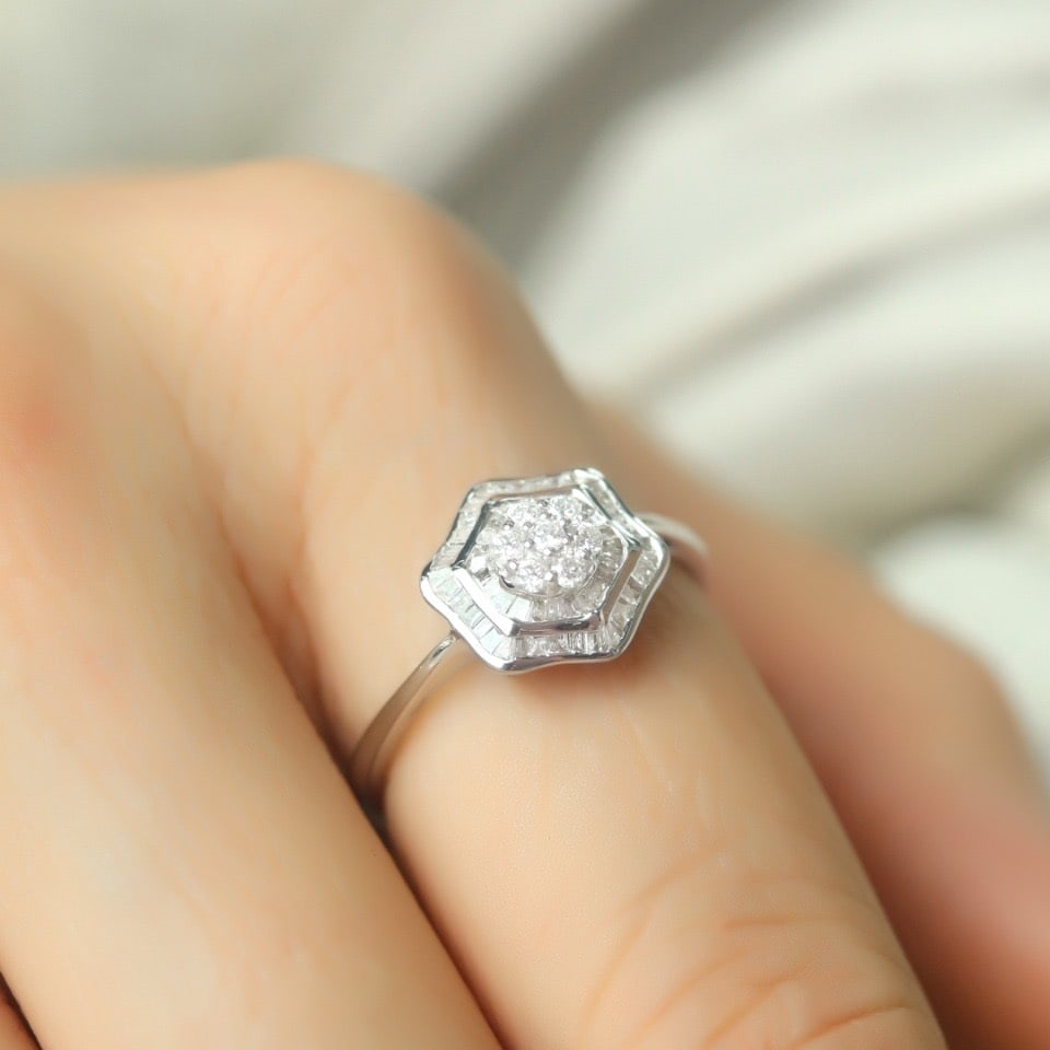 14k Gold 0.5 Ct Natural H Diamond Ring - 5