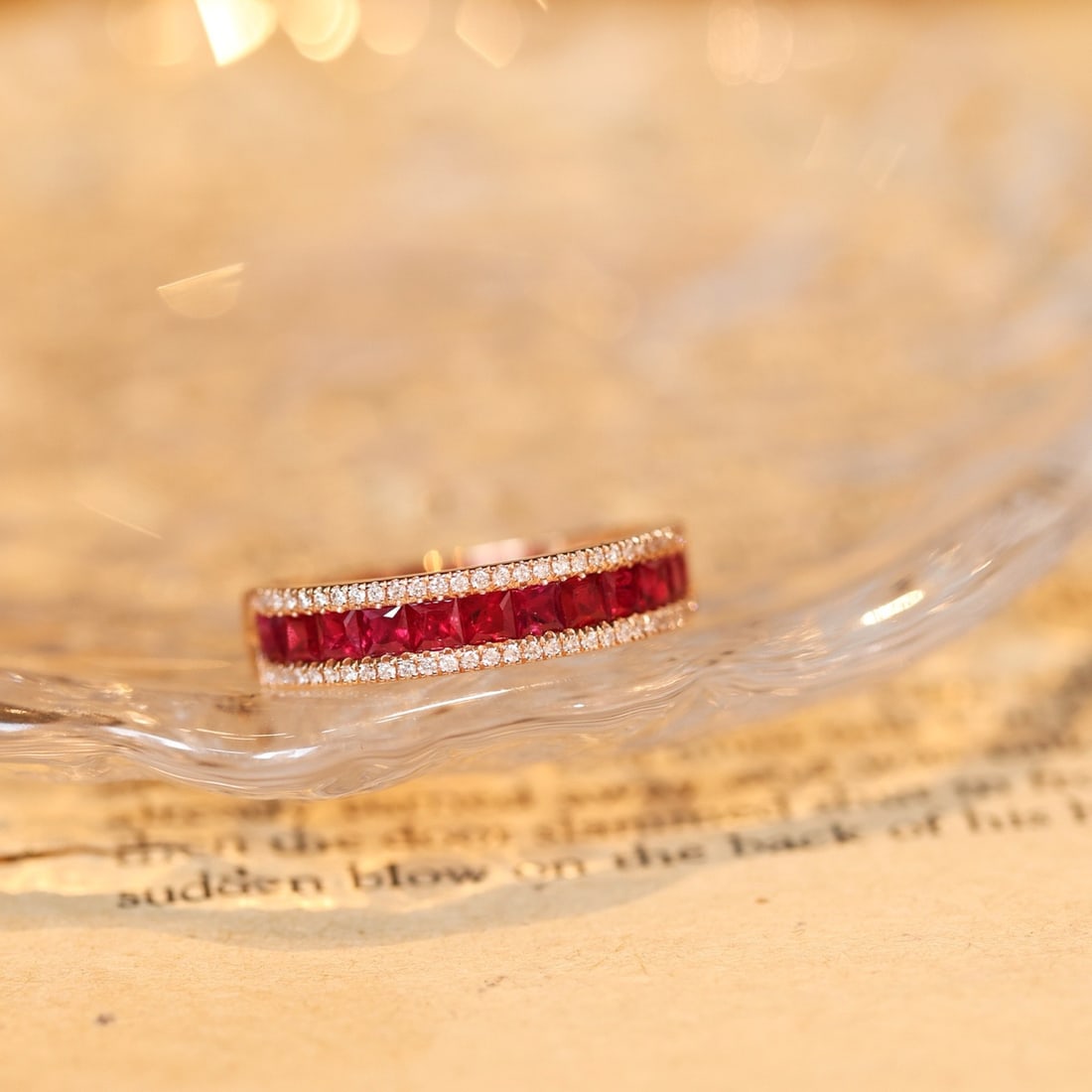 14k Gold 1.18 Ctw Natural Ruby & Diamond Ring: Ref:231114353 // gold content:14k gold // ring size:7. 25us // // main gemstone:ruby // shape:princess // carat weight:1. 00ct // color:red // treatment:natural // // adjacent gemstone 2 : diamond //