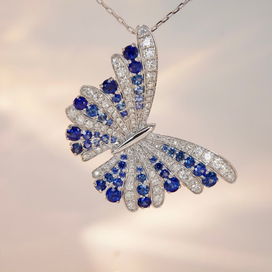 14k Gold 2.08 Ctw Natural Sapphire & Diamond Pendant( Without Chain ) - 2