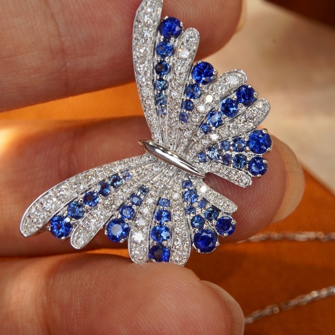 14k Gold 2.08 Ctw Natural Sapphire & Diamond Pendant( Without Chain ) - 3