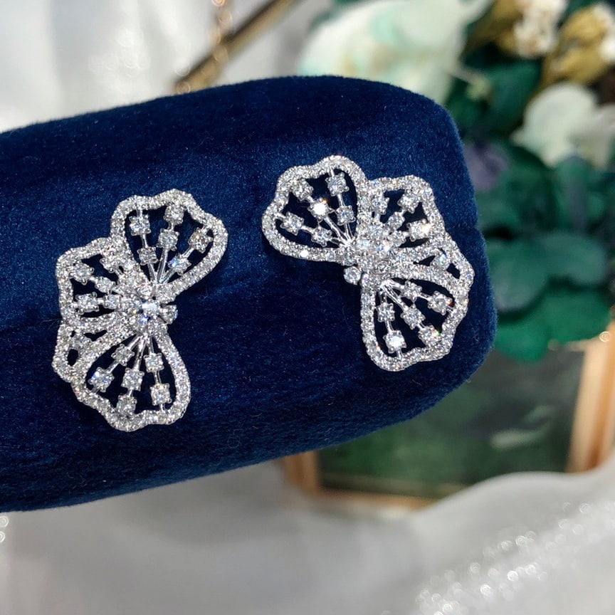 14k Gold 1.06 Ct Natural H Diamond Earrings - 4