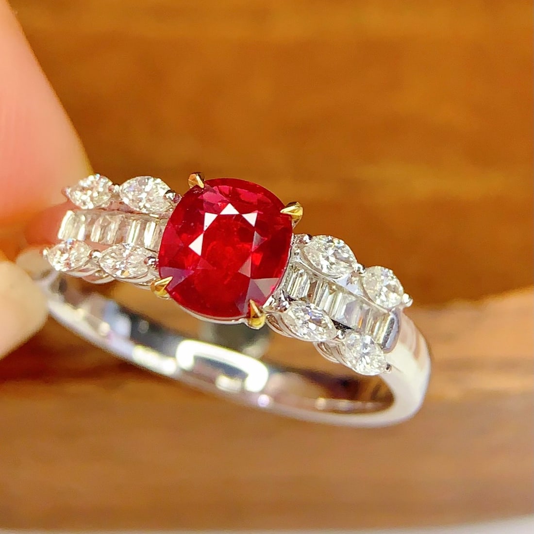 14k Gold 0.93 Ct Natural Ruby & Diamond Ring (1 of 7)