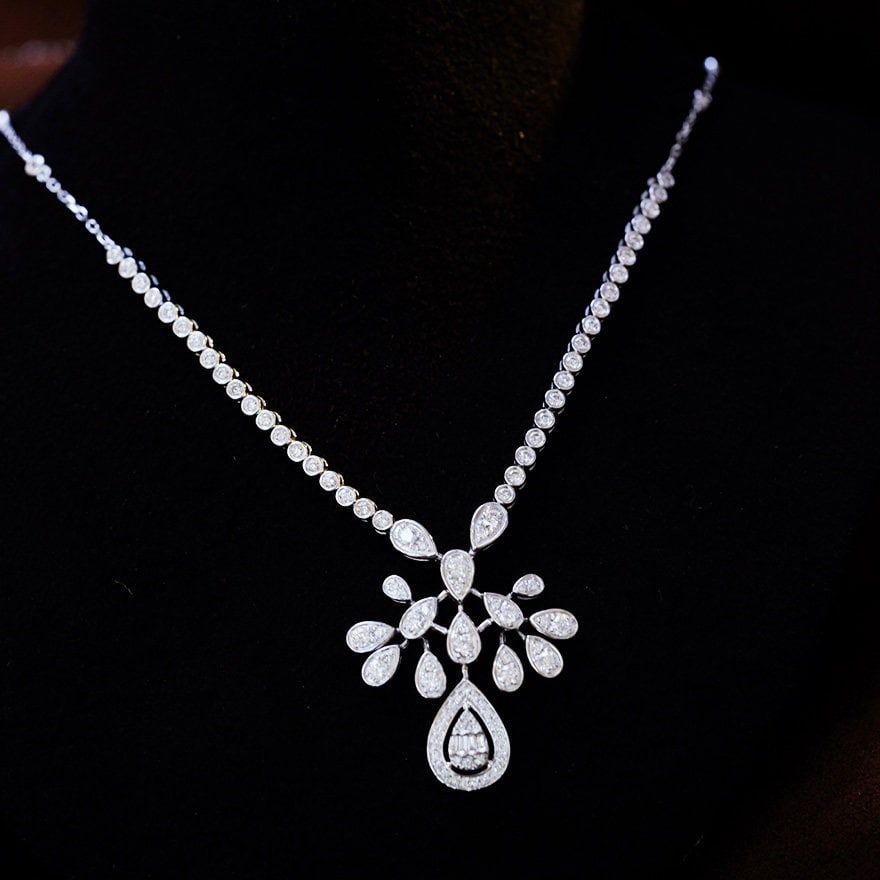 14k Gold 1.10 Ct Natural H Diamond Necklace - 2