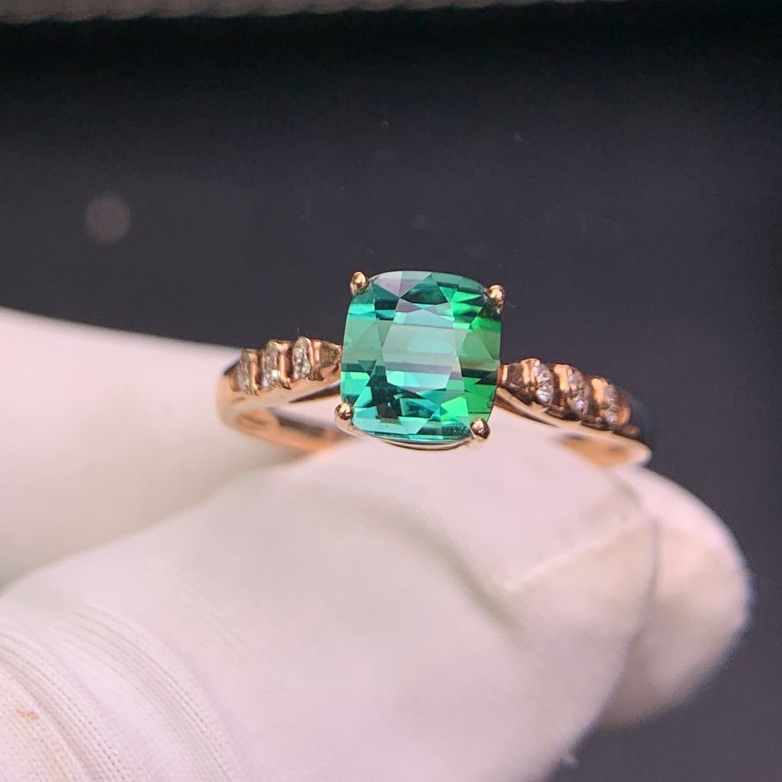 14k Gold 1.8 Ct Natural Tourmaline & Diamond Ring - 3