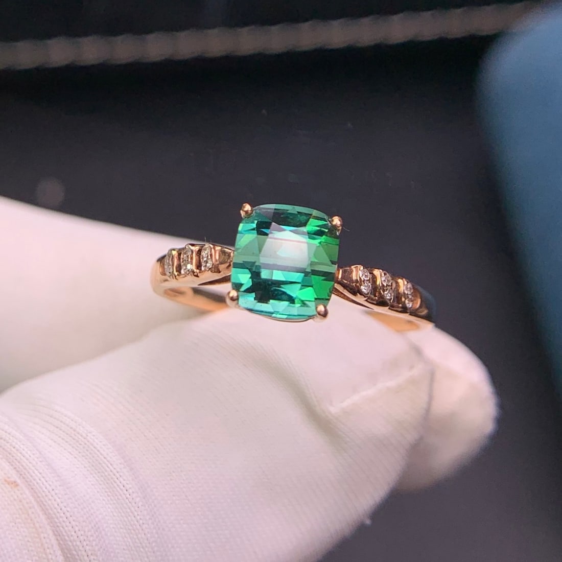 14k Gold 1.8 Ct Natural Tourmaline & Diamond Ring - 4