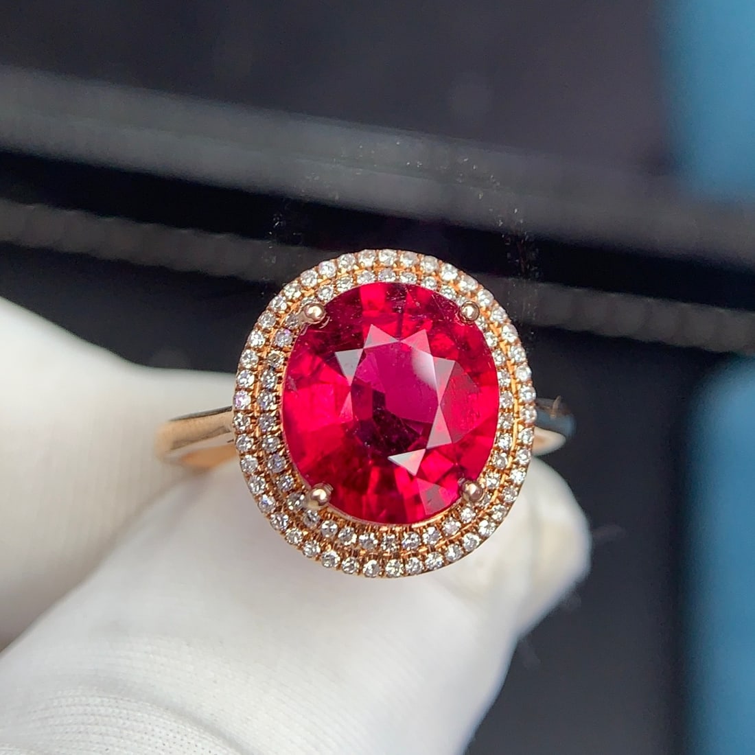 14k Gold 3.1 Ct Natural Tourmaline & Diamond Ring - 6