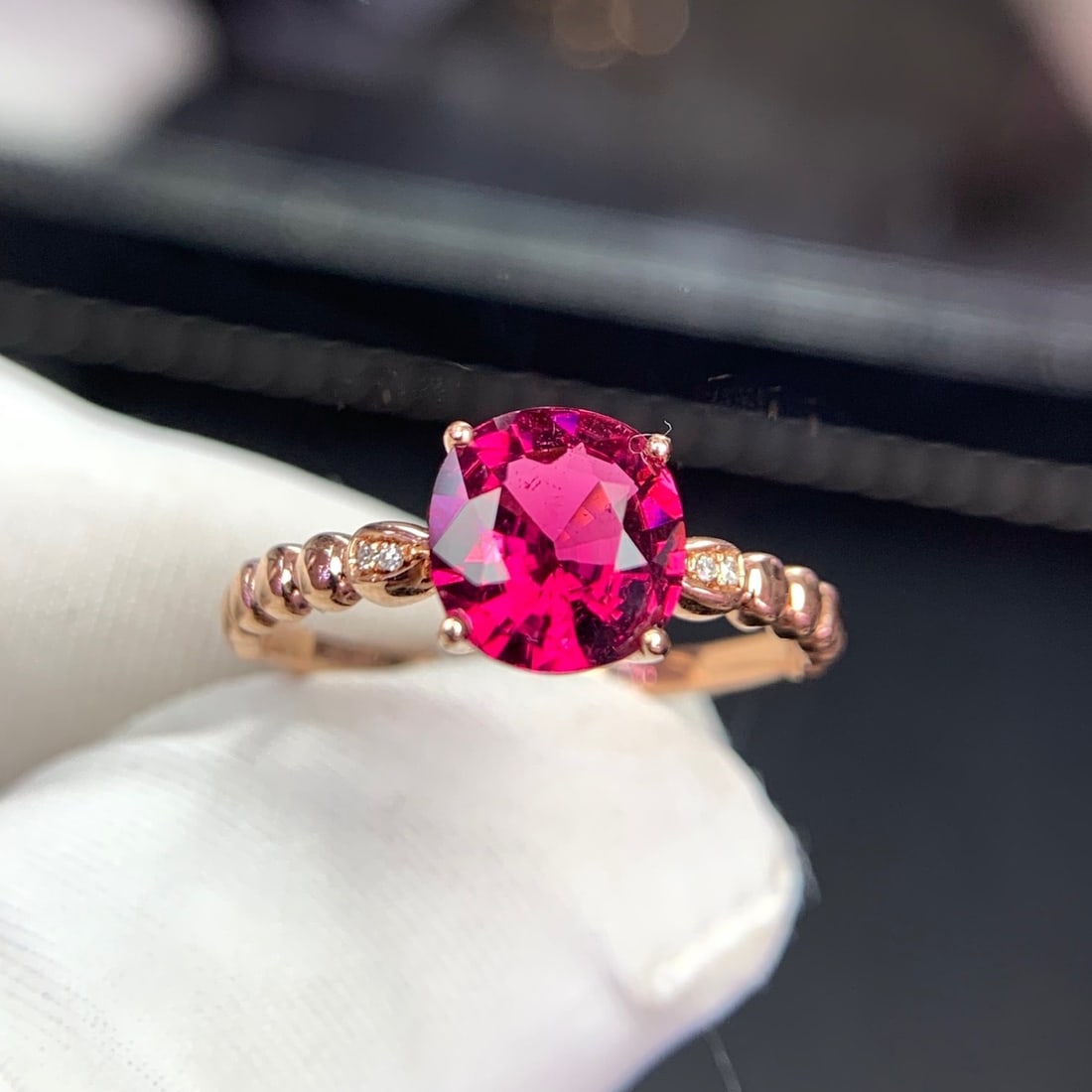 14k Gold 1.35 Ct Natural Tourmaline & Diamond Ring - 2