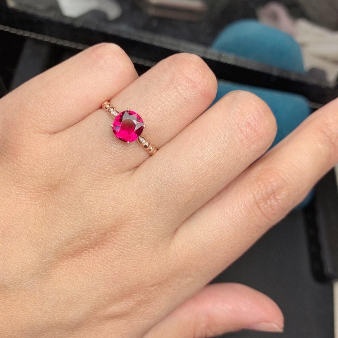 14k Gold 1.35 Ct Natural Tourmaline & Diamond Ring - 7