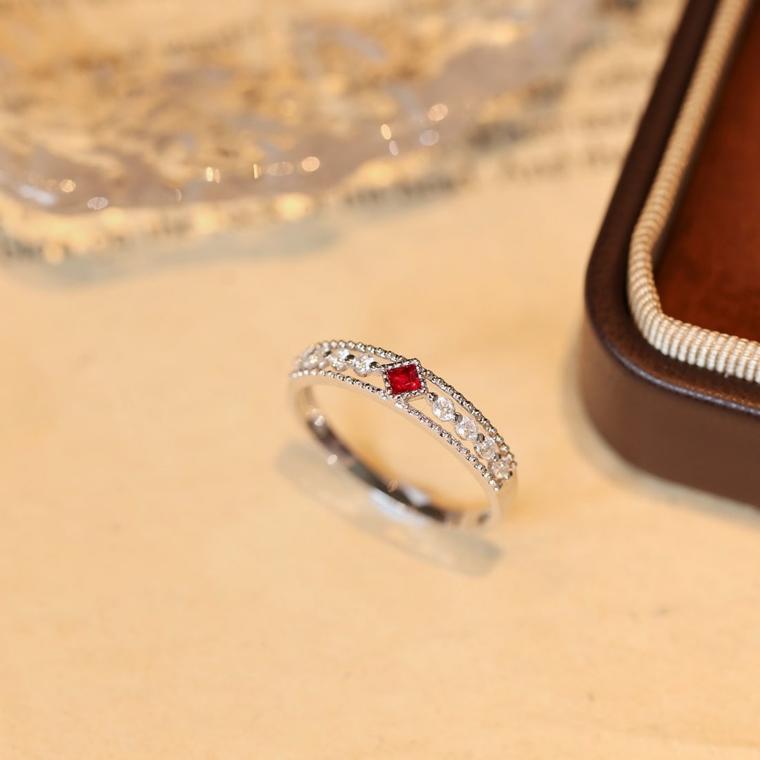 14k Gold 0.3 Ctw Natural Ruby & Diamond Ring - 6