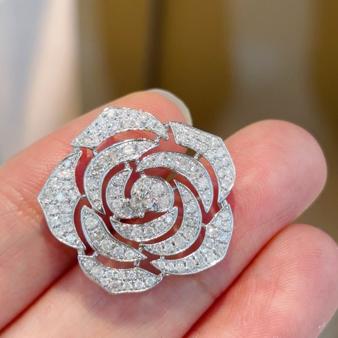 14k Gold 1 Ct Natural H Diamond & Flowers Pendant( Without Chain ) - 2