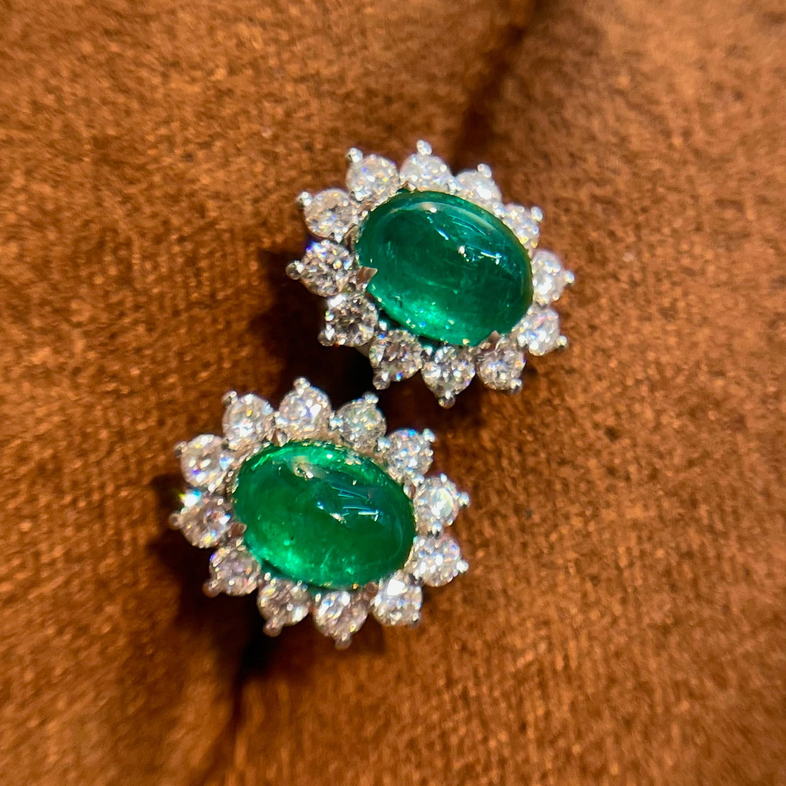 14k Gold 3.17 Ctw Vivid Green Natural Emerald & Diamond Earrings - 3
